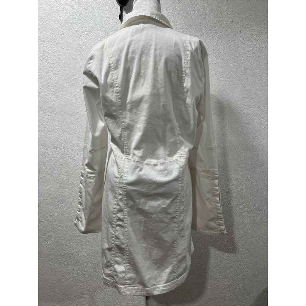 Free People Dress Womens Large White Thea Mini Snap Shirt Dress‎ Open Tunic - Picture 9 of 16